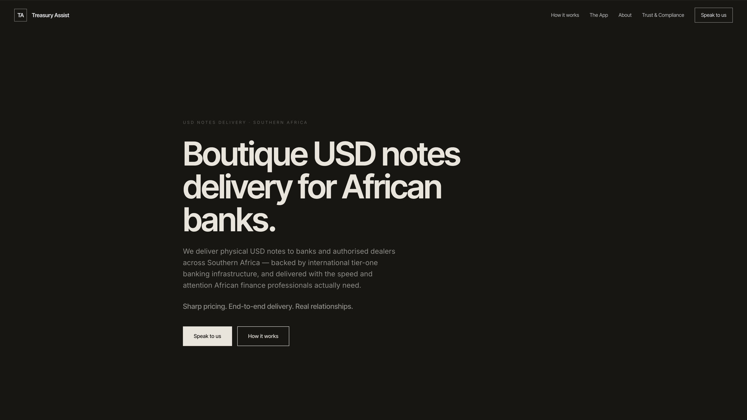 Treasury Assist — screen 1